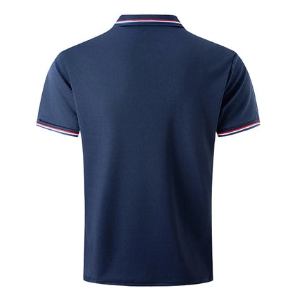 Men's Quick-Drying Solid Color Polo Shirt Summer Elastic Collared Short-Sleeved Sports T-Shirt for Active Wear