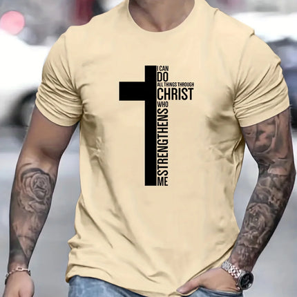 Men's Summer 100% Cotton Fashion Cross Graphic Printed Loose Large Casual Round Neck Short Sleeve T-shirt