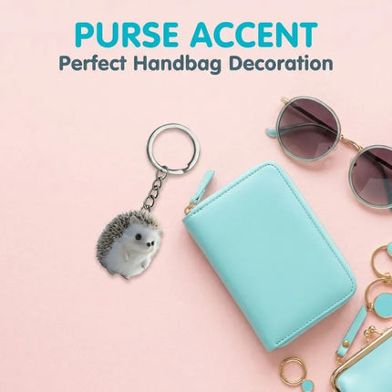 Keyring Mini Cat Acrylic Pendant 2D Cute Cat Keychain Decoration Hedgehog Hanging Ornament Jewelry Gift
