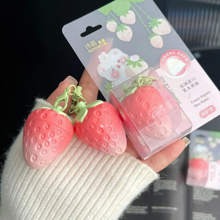 Strawberry Keychain Temperature Color Changing Lipstick Long Lasting Moisturizing Nourishing Lip Balm Cute Lip Gloss Cosmetics