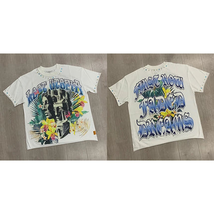 2026 New Style Cotton T-Shirt Short Sleeve Full-Printed Digital Print Men Women Couple Street Hip Hop Hooded Top