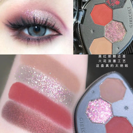 Girlcult Chameleon Eyeshadow Palette 4 Colors Waterproof Long Lasting Matte Shimmer Purple Smokey Highly Pigmented Makeup