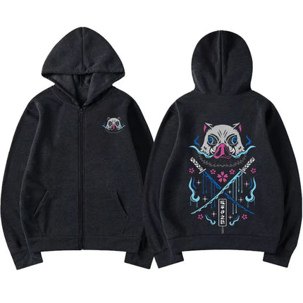 Inosuke Anime Hoodies Men Women Kimetsu no Yaiba Kawaii Manga Sweatshirts Gothic Harajuku Hooded Pullover Casual Streetwear