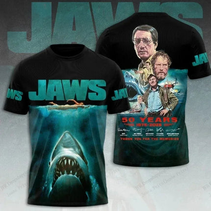 3D Print Sports Quick-dry Breathable Men T-shirt Movie Jaws Fashion Hip-hop Street Harajuku Rock Casual Classic Short Sleeve Top