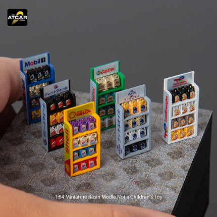 Kicarmod 1/64 S1 Series Oil Rack Stand Display Scene Resin Model Car Garage Accessory Diorama for Workshop Collection Gift