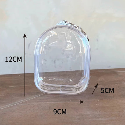 12cm PVC Transparent Storage Bag With Keychain Multicolor Cartoon Doll Display Box Dustproof Case Earphones Gift Organizer Bags