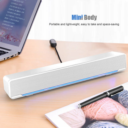 USB Wired Stereo Soundbar with Bass Surround Sound 3.5mm Input Jack For Computers and TVs 3.5mm Input Jack Soundbar