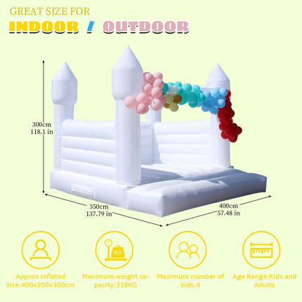 Children's playground, children's toys 13x12FT Giant Inflatable White Bounce House PVC Bouncy Castle for Wedding Party