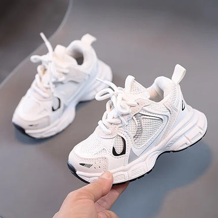 Spring and Autumn Children Sports Shoes Unisex Kids Sneakers Mesh Upper Breathable Basketball Shoes Tennis Casual Flats Footwear