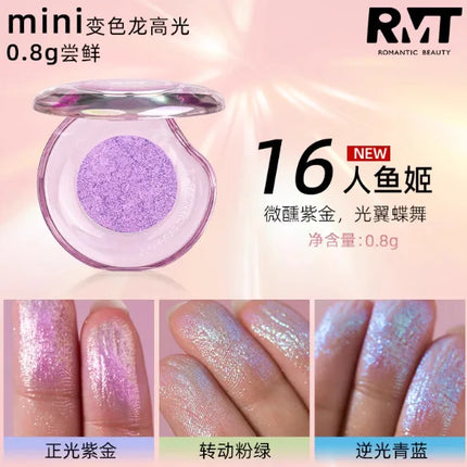 RMT Chameleon Highlight Pink Purple Fine Powder Cream Blusher Shiny ROMATIC Face Brighten High Gloss Integrated Plate Makeup