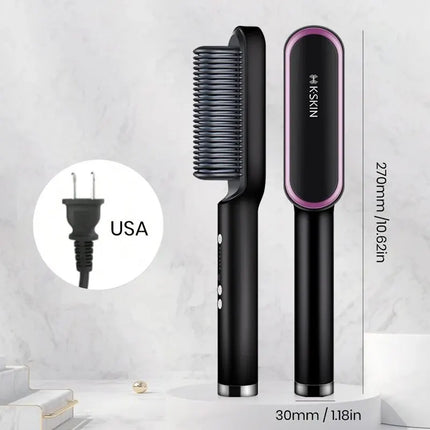 KSKIN 2 In 1 Hair Straightener Brush Multifunctional Professional Hair Straightening Comb Anti-Scald Quick Heating Hair Styling