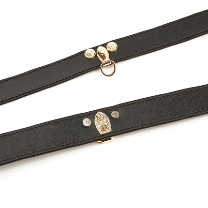 BLACKWOLF Bondage Genuine leather Collar Slave Bed Neck Restraint with Leash BDSM Erotic Sex Toys For Women Couples Adult Games