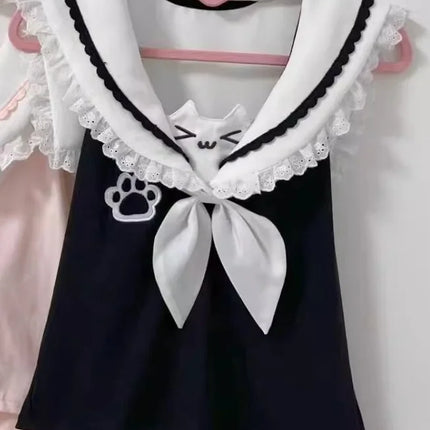 Y2k women clothing stitch arcane Cute Vest Subulture Lace clothes Cartoon Short Sleeve T-shirt Summer Kawaii Sweet Girls Tanks