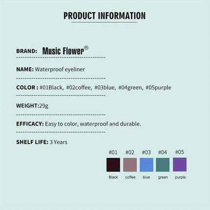 Rich Color Rendering Eyeliner Cream,Smudge Proof Waterproof Easy Coloring Makeup Cosmetic,( Brown, Blue Purple, Green And Black)