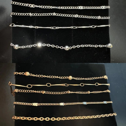 5 Pcs /set Silver plated Stainless Steel Anklet for women men Summer Beach Bracelet Accessories Jewelry Valentine's Day Gift