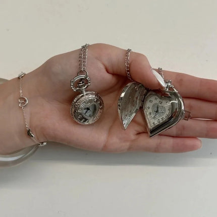Keychain Design Hollow Heart Pocket Watch Fashion Style Couple Gift Steampunk Clock Hollow Heart Vintage Look Watch Chain Gift