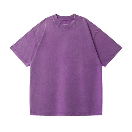 350gsm Men's Washed Vintage T-Shirts Street Hip Hop Retro Punk T Shirt men Harajuku Casual Cotton Short Sleeve Acid Wash Tops