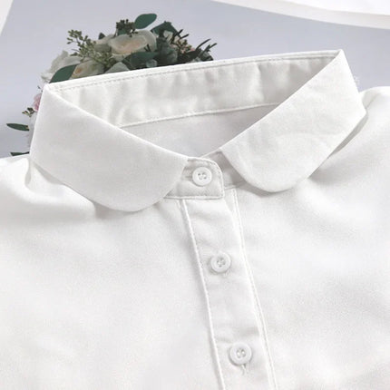 Women's Spring Fall Cotton White Vertical Small Lapel Versatile Shirt Jumper Fashion Fake Collars Clothing Accessories