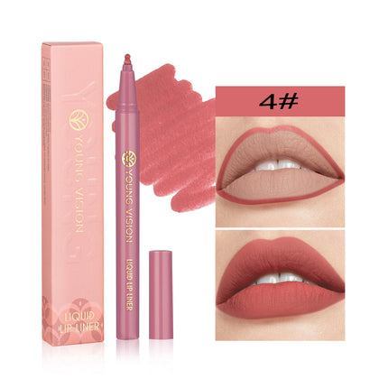 Waterproof Liquid Lip Liner, Gourd Shape Sponge Applicator for Precise Outline - Matte Long-Lasting Lip Contour Pen, Lip Tint