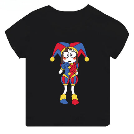 Hot Sale The Amazing Digital Circus Print Kids T-shirt Girls Clothes Baby Boys Black Short Sleeve Cotton T Shirt Children Tops