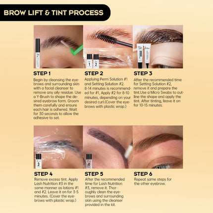 Gollee 4-6 Weeks Lash Lift and Tint Kit Brow Lamination Semi-permanent Eyebrow Tint Set Nature Black Eyelash Lifting Perm Makeup