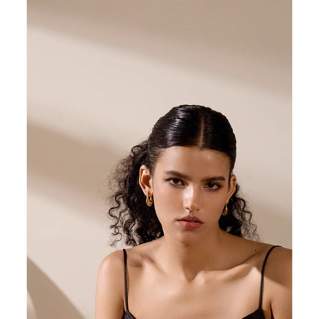 Yhpup Textured Cast Stainless Steel Hoop Earrings Inalid Transparent Resin Fashion Golden Jewelry Aretes De Mujer Modernos