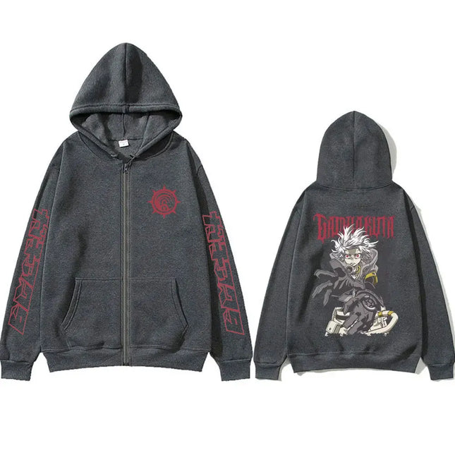 Anime Gachiakuta Rudo Graphic Zipper Hoodie Men Women Casual Oversized Zip Up Jacket Coat Male Cartoon Manga Cosplay Streetwear