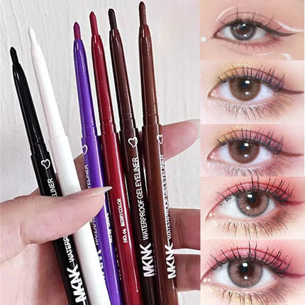 6 Colors Eyeliner Pencil Waterproof Long-lasting Red Black Brown Eyeliner Easy Wearing Quick Dry Smooth Eye Liner Gel Eye Makeup