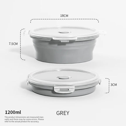 Collapsible Food Storage Containers Foldable Silicone Lunch Containers with Lids, Rectangle Collapsible Bowls Round Food Bowls