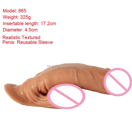 GF Ftm Packers Wholesale 2-in-1 Ultra Soft Silicone Hollow Penis Sleeve with Large Scrotum Prosthetic Stroker