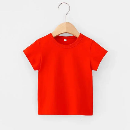 Summer Girls T-Shirts Yellow Red Short Sleeve Baby Boy T-Shirt White Tee Shirt Cotton Girls Tops For Children Clothes