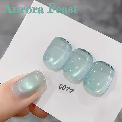 1-12pcs ZH Spring/Summer Ice Transparent Sweet Wine Glass Beads Cat Eye Nail Polish Gel New Flashy Popular Pink Nail Supplies