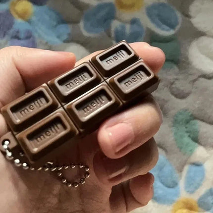 **-**Hot Japanese Style Simulated Meiji Chocolate Fidget Toy Bendable Snap Stress Relief Keychain Pendant Creative Gift S