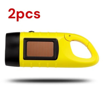Solar Flashlight Portable Outdoor Hiking Hand Crank Rechargeable Emergency Camping Lights Multi-functional Emergency Light