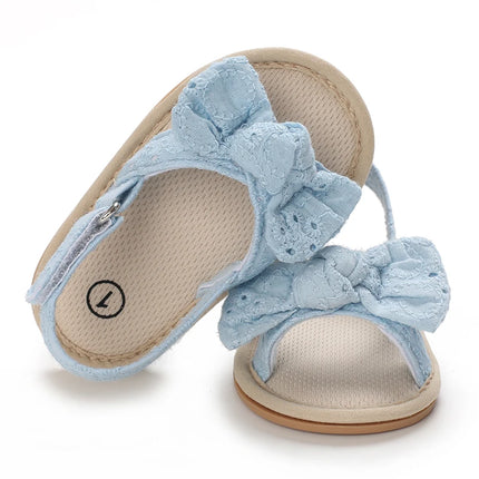 0-18 months cute baby shoes summer small fresh blue bow princess shoes sandals soft and comfortable soles slip walking shoes