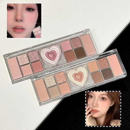 12-Color Tea Apricot Eye Makeup Palette Low Saturation Eyeshadow Palette Pearlescent Matte Shimmer Earth Color Eye Shadow Beauty