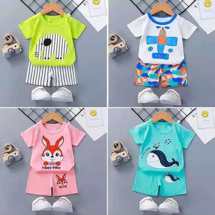 Boutique Clothing New Children's Short-sleeved Shorts Suit Summer Baby Boys Girls T-shirt Two-piece Set 0-1-2-3-4 Years Old