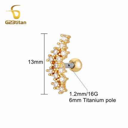 1pc Ear Cartilage Helix Earring 16G G23 Titanium Custom Barbell Screw Back Stud Earring Hypoallergenic Piercing Body Jewelry