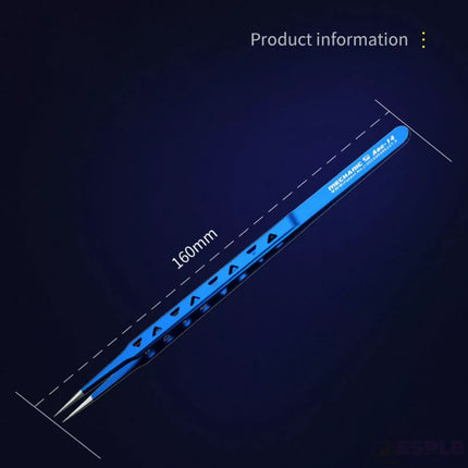 Mechanic 160mm High Precision Non-Magnetic Stainless Steel Tweezers 0.25mm Thin Tip of 0.008mm Flying Line for Industrial Repair