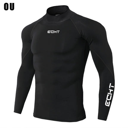 Men's Workout Compression Shirt Turtleneck Long Sleeve Rash Guard Gym Base Layer Athletic Undershirt Gear Sports Shirt