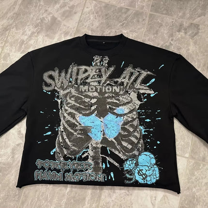25 Summer Y2K Retro Gothic Skull Graphic Print T-shirt Men's Oversized Casual Cotton Short-sleeved T-shirt Street Top