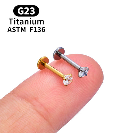 10PCS ASTM F136 G23 Titanium Piercing Labret Lip Ring Stud Earring CZ Ear Tragus Cartilage Helix Daith Pierc Jewelry 16/18/20g