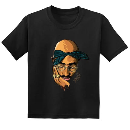 Hip Hop Festival Rapper 2pac Kids Men's Fashion Children T Shirt Tupac Thug Life Clothes Girls Boys Women Summer Black T-Shirt