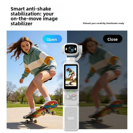Handheld Gimbal Action Camera 4K HD 180° Rotatable Lens Anti-shake Pocket Vlog Camera with Fill Light for Outdoor Sports