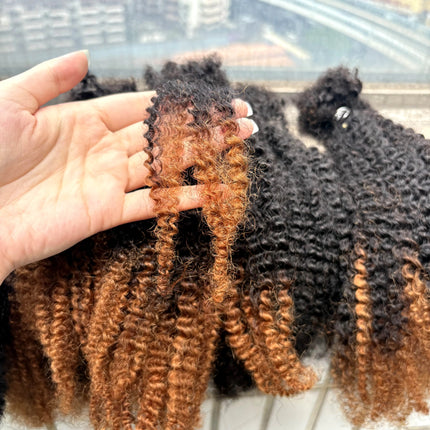 Ombre 4C Afro Kinky Curly Human Hair Bulk Extensions No Weft 30g/Bundle for Permanent Micro Locs/Twists/Braids/Repair Locsd