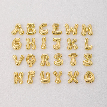 Golden Color Stainless Steel Initial Necklace for Women Girls Chunky Bubble Letter Pendant Necklaces Trendy Collar Jewelry Gift