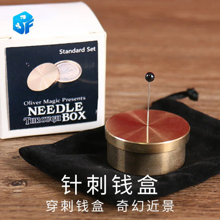 Needle Through Box by Oliver Magic Tricks Coins Appearing Magician Close Up Street Props Magicians Professional Accessories