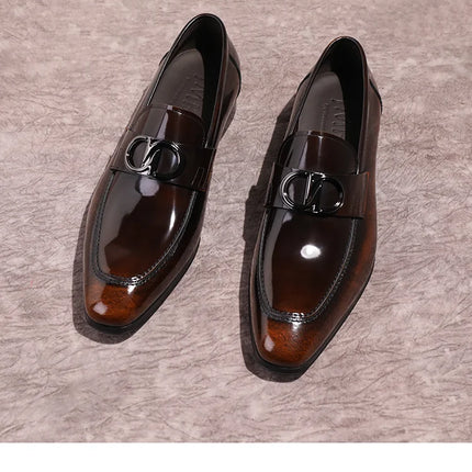 Men's Formal Shiny Handmade Leather Shoes Set Foot Business Casual Slip-on Shoe Shoes