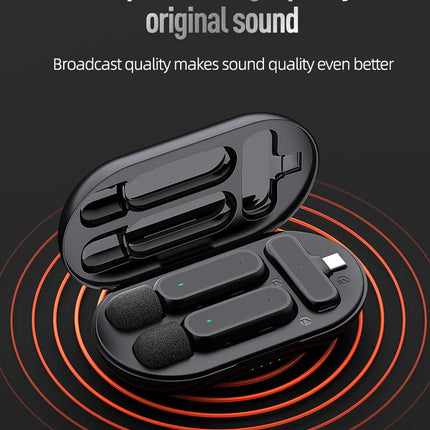 Wireless Lavalier Microphone with Charging Box Audio Video Noise Cancel Record Plug-and-Play Mic for IOS Android