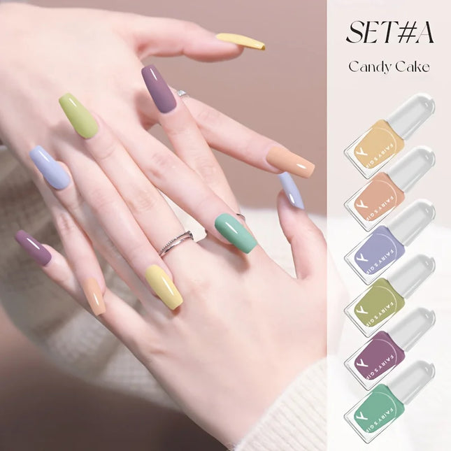 Set A Colorful Candy 6-Bottle Set Nail Polish No-Bake Quick-Dry Long-Lasting Peelable Water-Based Triple Color Nail Polish